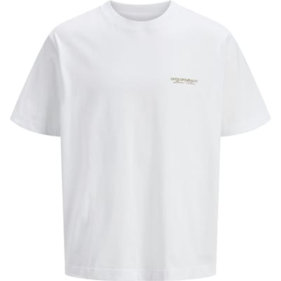 Jack & Jones witte heren t-shirt   Ronde hals   Regular fit   Geen zakken   Tekst patroon   Korte mouw Wit XL