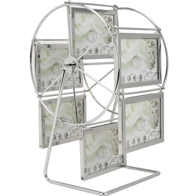 Cadre photo en métal avec roue rotative, décoration de studio de photographie de mariage pour photo 5x3,5 pouces white