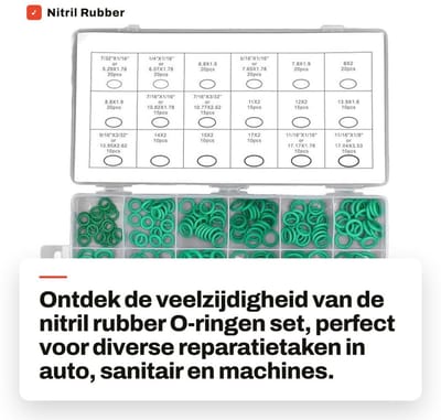 Dailygoods- O-ringen Set 270 Stuks - Nitril Rubber - Olie-/UV-/Hittebestendig - Dichtringen - 18 Maten - Opbergdoos