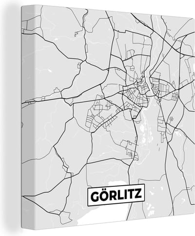 Canvas Schilderij Stadskaart - Plattegrond - Görlitz - Duitsland - Kaart - 20x20 cm - Wanddecoratie
