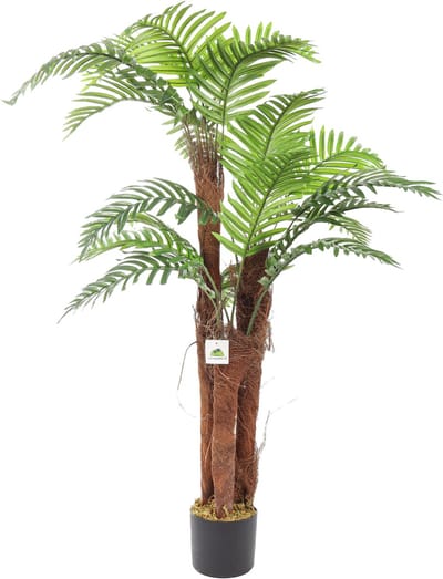 Kunst Kokospalm 120 cm – Nep Palmboom – 3 Kokosstammen – Tropische Kunstplant Bermuda
