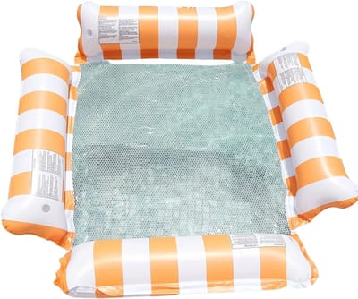 Nivard Luxe Waterhangmat - Luchtbed Zwembad - Luchtmatras Opblaasbaar - Water Hangmat - Aqua Lounge - Oranje