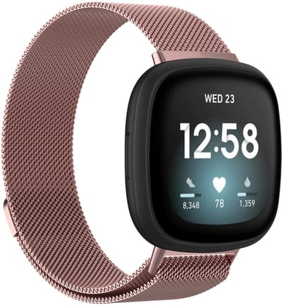 123watches milanese band - rose rood - SM - Geschikt voor Fitbit Versa 3 & 4 / Sense