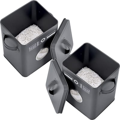 Zeller Wasmiddel/tablet bewaarblik - 2x - metaal - antraciet - deksel met handvat - 18 x 15 x 23 cm