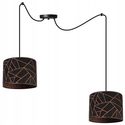 Light-Home WERONA – Hanglamp – 2-lichts – Zwart/Koper – Metalen Constructie – Verstelbare Hoogte