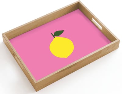 Dienblad hout 40x30 cm - Schootdienblad - Citroen - Geel - Fris - Borrelplank rechthoek - Plateau dienbladen