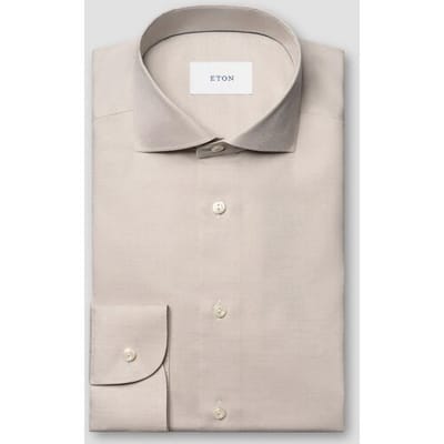 Eton Overhemd Solid Signature Oxford Luxury Cotton Beige / male
