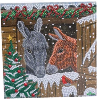 Crystal Card Kit | Diamond painting Winter Donkeys