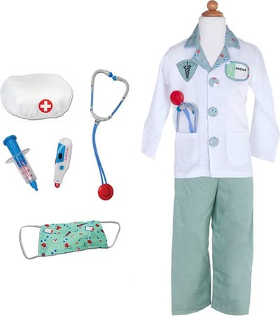 Den Goda Fen Verkleedkledij Dokter - Jas, broek en accessoires - Multi - Maat 5-6 jaar