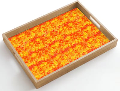 Dienblad hout 50x35 cm - Schootdienblad - Verf - Oranje - Geel - Borrelplank rechthoek - Plateau dienbladen
