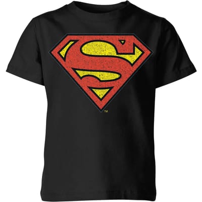 Originals Official Superman Crackle Logo Kids' T-Shirt - Black - 134/140 (9-10 jaar)