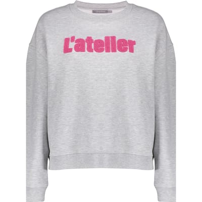 Geisha Sweater L'atelier Toweling Grey Melange/fuchsia Size: S | Sweaters Outlet | Dames | Grijs