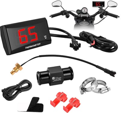 Digitale Motorfiets Watertemperatuurmeter met 18mm/22mm Adapter