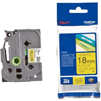 Etiketten Brother TZe, TZ TZe-641 PET Tapekleur: Geel Tekstkleur:Zwart 18 mm 8 m