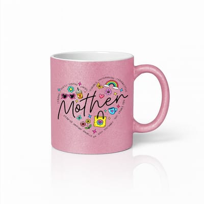 Roze Moederdag Mok - Hart & Regenboog Design - 330ml Keramische Koffiebeker voor Haar