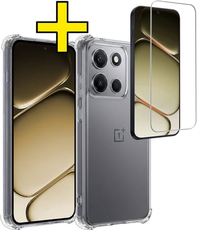 Hoesje - Met Screenprotector - Geschikt voor OnePlus Nord 6 - Sterk & Shockproof - Siliconen Case - Back Cover - Telefoon Hoes - Shock Proof - Telefoonhoesjes - Transparant