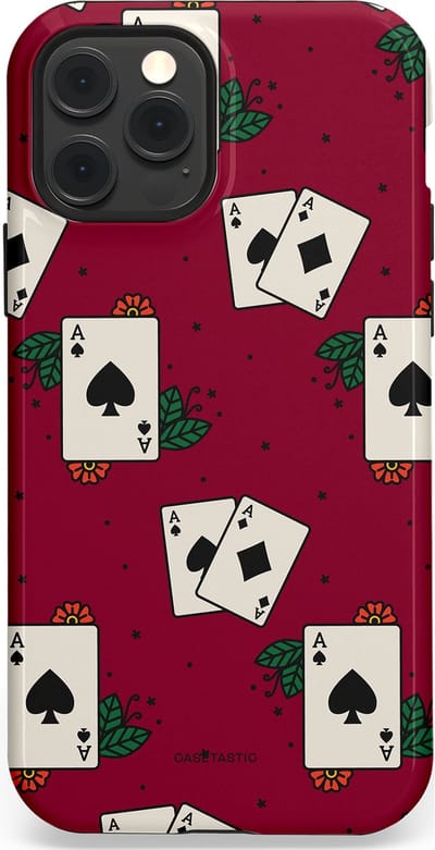 Casetastic Hoesje Geschikt voor Apple iPhone 12/12 Pro Magsafe - Stijlvolle Beschermende Duo-layer Case - Casino Aas
