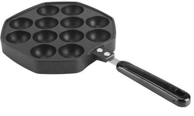 Allecto - 12 Holten Takoyaki Pan - Anti-aanbaklaag - Zwart - Gevulde Pannenkoek Maker - Ideaal voor Takoyaki en Pannenkoeken - Geschikt voor Gas
