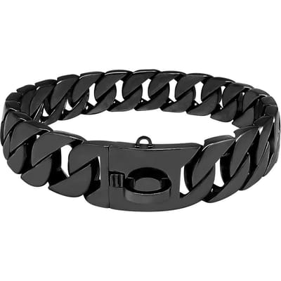 32 mm Sterke Roestvrijstalen Hondenhalsband Ketting Luxe Titanium Staal Halsband Hondentuigje Voor Huisdierentraining (Black,20inch-50cm) zwart