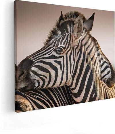 Artaza Canvas Schilderij Dierenkop Zebra - 50x40 cm - Wanddecoratie Jungle - Muurdecoratie Dieren - Kamer Accessoires