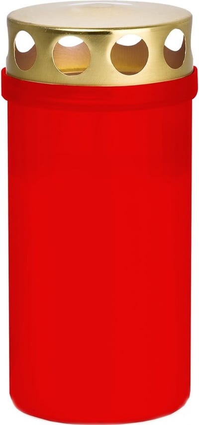 Trend candles grafkaars/gedenklicht - rood - kunststof - met deksel - 6 x 12,6 cm - 2 dagen