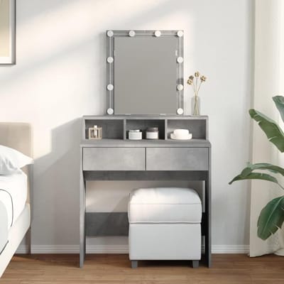 Kaptafel met Verlichting - Make-up Tafel - Slaapkamer Inrichting - Geïntegreerde LED Spiegel - 80 x 41 x 144 cm