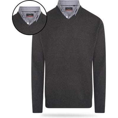 Pierre Cardin - Heren Sweaters Mock Pullover - Grijs - Maat L