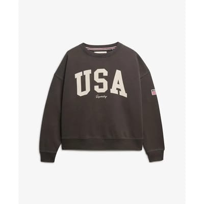 Superdry Athletic Essentials Relaxed Sweatshirt met Ronde Hals Donkergrijs Grootte: 40