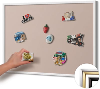 Wallfluent - Roze Magneetbord Met Effen Achtergrond - 80 cm x 60 cm - Magneetbord met Witte Frame - Kleur poederroze beige - Magneetbord Voor Thuiskantoor - Magneetbord voor Herinneringen - Magnetisch Bord voor Thuis en Kantoor