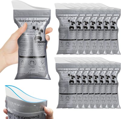 700 ml Urinezak voor onderweg - 15 stuks draagbare 2-in-1 urinaal en braakzak, lekvrij noodtoilet, ideaal voor reizen, verkeer en kamperen, voor maximaal hygiënisch comfort voor mannen en vrouwen