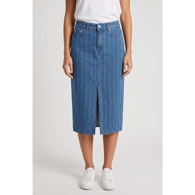 ARKET Jabba Denim Stripe Blue Size: 36 | Midi Skirts Outlet | Dames | Blauw
