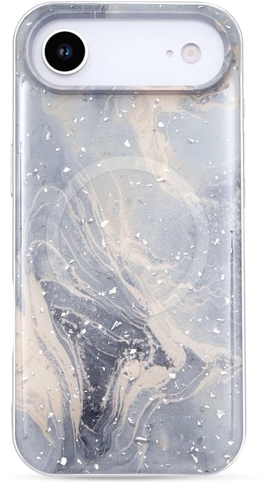 Casemania Hoesje Geschikt voor Apple iPhone 17 Air - Grijs - Marmer Glitter Magnetisch Back Cover - Geschikt voor MagSafe