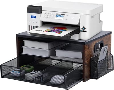 Bureau Organizer - Monitorstand Bureau - Werkplek Organiseren - Met Lade - 42 x 30 x 20 cm - Mat Zwart