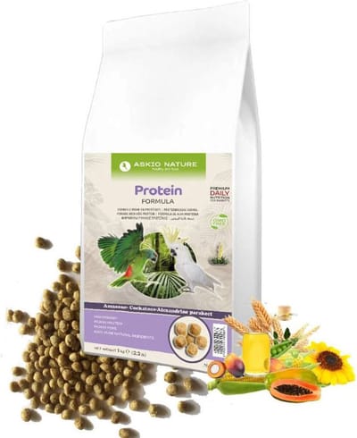 Askio Nature High Protein 1kg - Papegaaienvoer - Biologisch Vogelvoer - Kaketoe - Amazone - Parkieten Voer - Vogel Voer