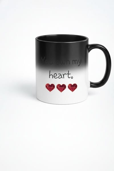 Magische Mok 'You Own My Heart' - Hittegevoelig met Rood Edelsteen Hartjes | Romantisch Cadeau