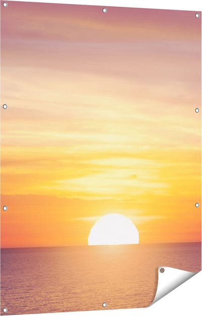 Gards Tuinposter Zonsondergang op de Zee - 90x120 cm - Tuindoek - Tuindecoratie - Wanddecoratie buiten - Tuinschilderij