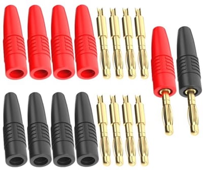 10 Stuks 4 mm Bananstekkers 32A Verguld Soldeertype Adapter voor Elektrische Tests