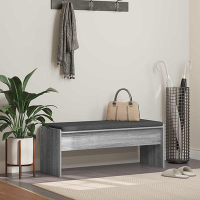 vidaXL - Hallenbank - met - kussen - Grijs - Sonoma - 103 - x - 38 - x - 40 - cm