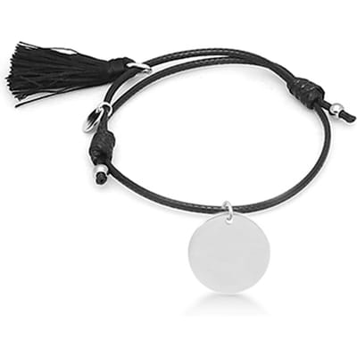 Luxenter my sunshine armband in 925 sterling zilver en zwart katoen met gerhodineerde afwerking