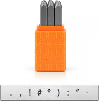 Slagstempelset leestekens . , ! # * ) : - | hoogte 3mm