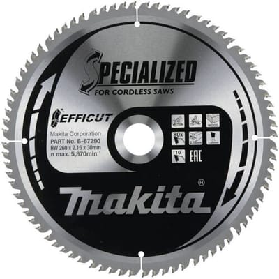 Makita B-67290 B-67290 Cirkelzaagblad 260 x 30 x 2.15 mm Aantal tanden: 80 1 stuk(s)