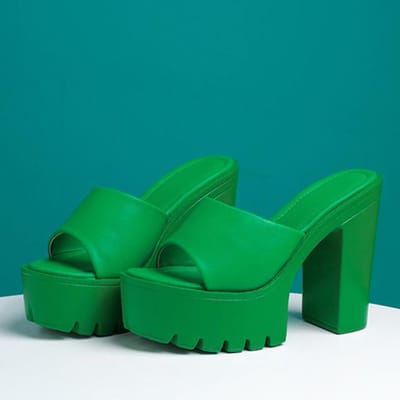 Liyke Punk Stijl Zwart Wit Dikke Hoge Hak Slippers Voor Vrouwen Antislip Dikke Bodem Platform Sandalen Dames Zomer Schoenen 39 groen