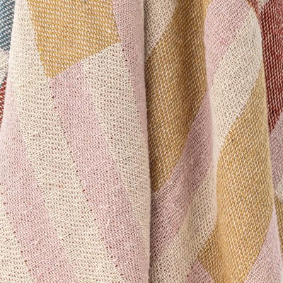 Bloomingville - Plaid Lane - Gerecycled katoen - 130x160cm - Roze/rood/groen/goud/beige