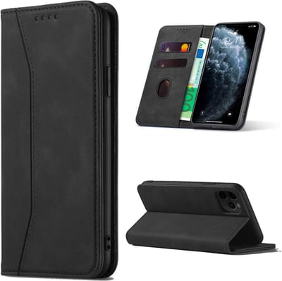 Hoesje geschikt voor iPhone 16e - Bookcase - Pasjeshouder - Portemonnee - Kunstleer - Zwart