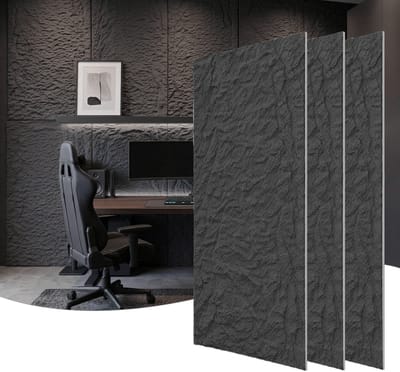 Froadp 3 stuks Plaatwerk met rotslook, 120 x 62 cm, 5 cm dik wandpanelen, PU-wandbekleding Lichtgrijs