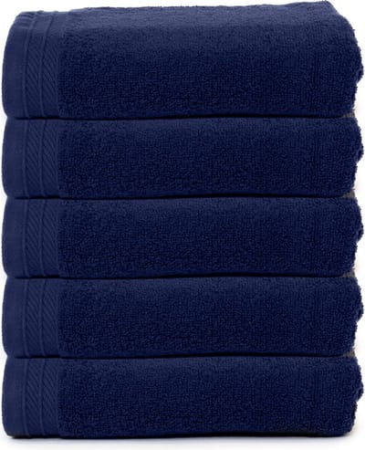 The One Towelling Organische Handdoeken Set - 5 Stuks - 50 x 100 cm - Hotelkwaliteit - Handdoekenset - Badhanddoek - 550gr/m2 - Katoen - Navy