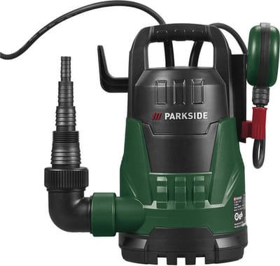 PARKSIDE® Dompelpomp 400 W - Debiet: max. 9000 l/u - Onderdompelingsdiepte: max. 7 m - Ideaal voor het leegpompen en overpompen van regentonnen, vijvers, bouwputten met grondwater of kelders na overstromingen of leidingbreuken