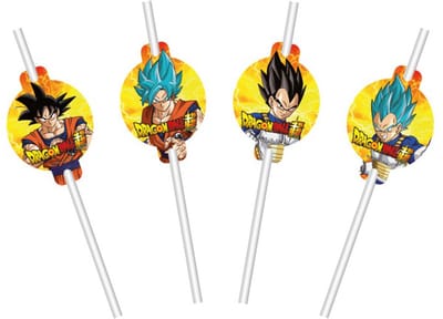 CHAKS - 8 Dragon Ball Z papieren rietjes met medaillons