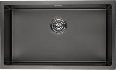 CECIPA max Spoelbak voor keuken 40x45CM - Spoelbak Keuken Antraciet - Roestvrij staal- Wasbak met waterafvoersysteem - Gootsteen Antraciet
