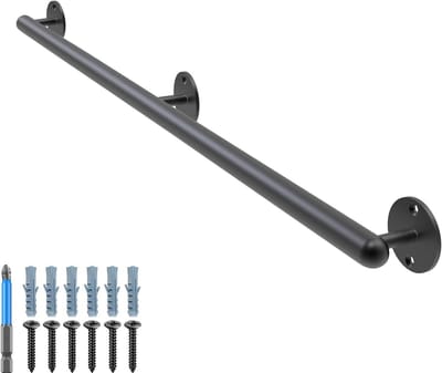Dolibest 122cm Veiligheidsleuning, Trapleuning 3,3cm Pijp Metalen Handgreep Ronde Beugel Muur Gemonteerde BarrièRe-Vrije Trap Balustrade Voor Jongere en Oudere, Binnen en Buiten Loopbrug